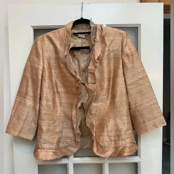 Vintage Kay Unger New York Rose Gold Silk Blazer Jacket Women’s Size 10 Medium M - Picture 1 of 13